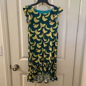 Posh Peanut Ruffled Cap Sleeve Hi Low Dress Bananas Bamboo Girls Size 9 NWT